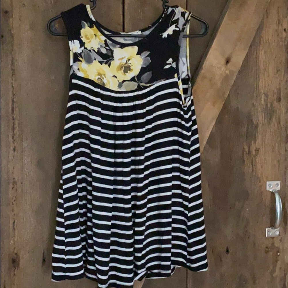 First Look striped and floral tank top